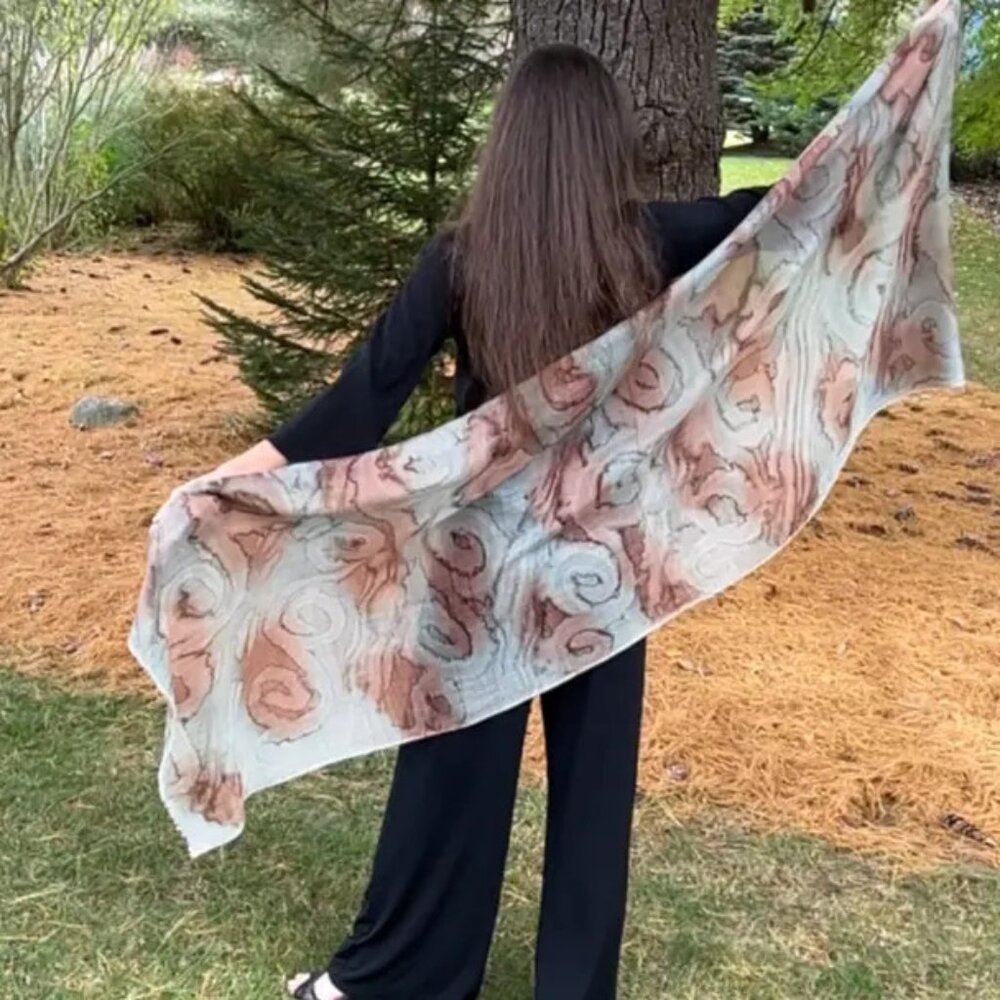 Hand Painted Merino Wool/Silk Scarf (WS1004A1)